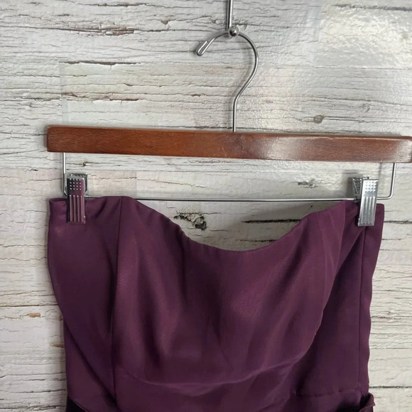 After six vintage size 10  purple strapless dress with belt ruffle - Picture 7 of 7